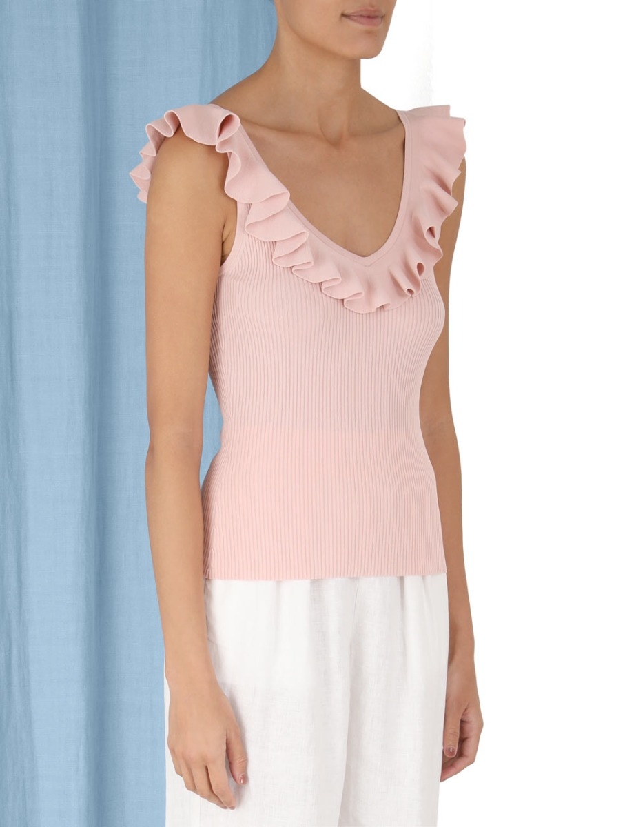 Chintz V-Neck Frill Tank