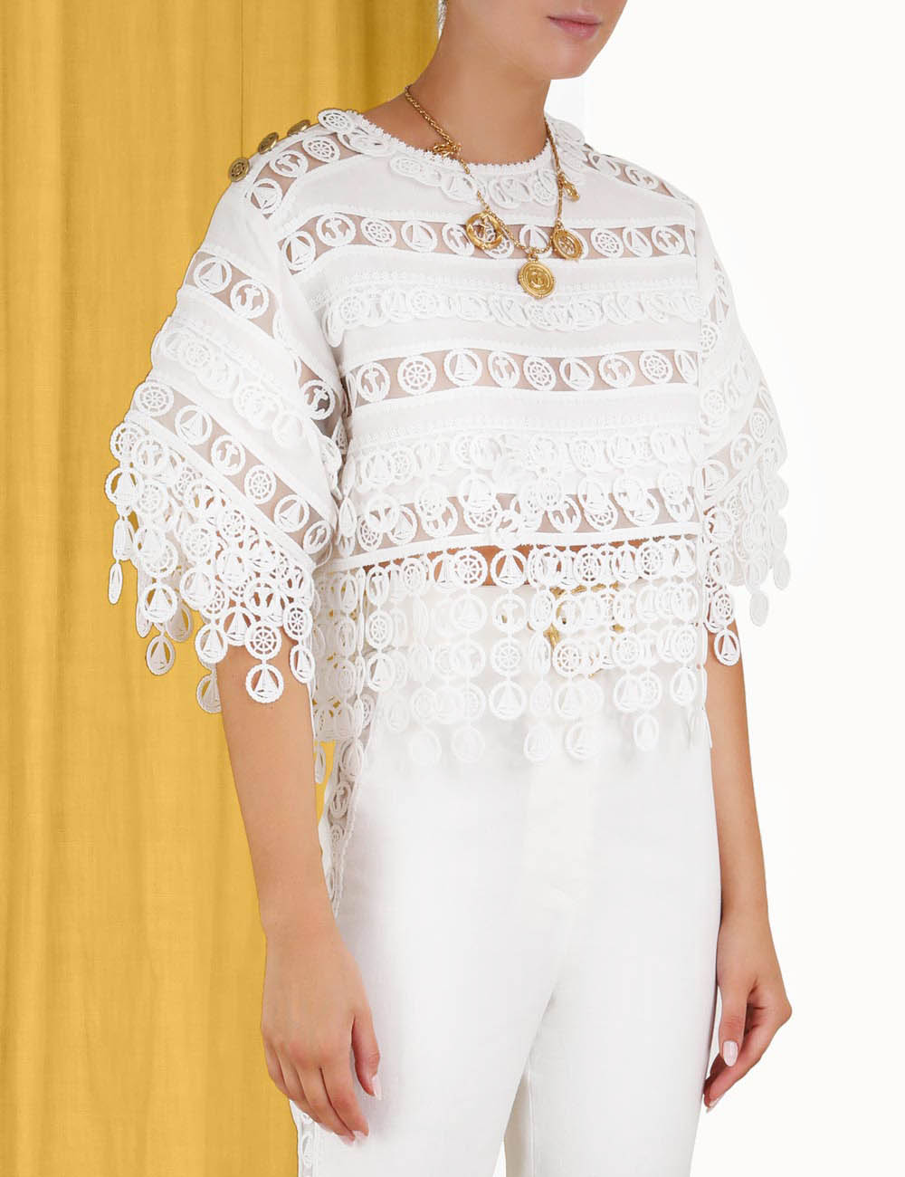 High Tide Nautical Cropped Top Cream Online | Zimmermann