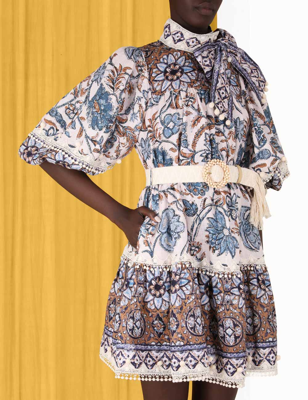 Vitali Tie Neck Mini Dress