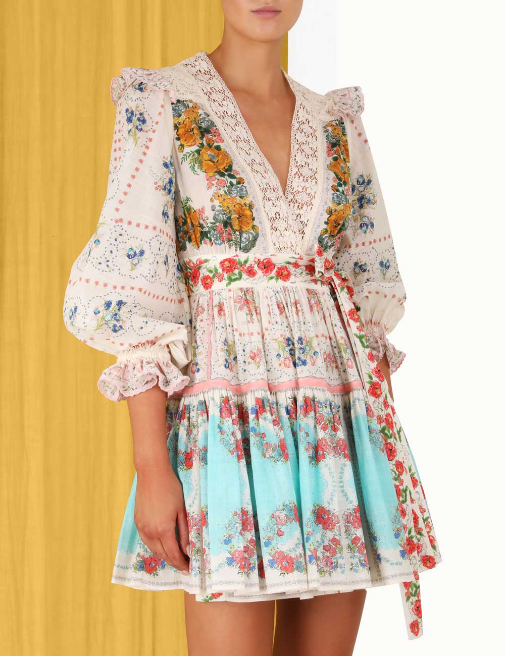 Clover Patched Wrap Mini Dress