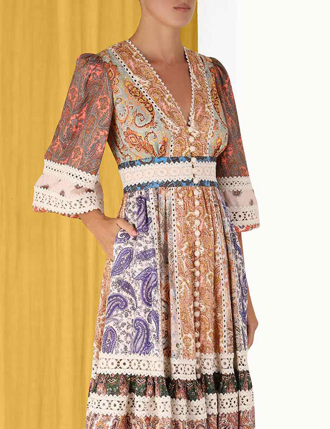 Devi Spliced Midi Dress
