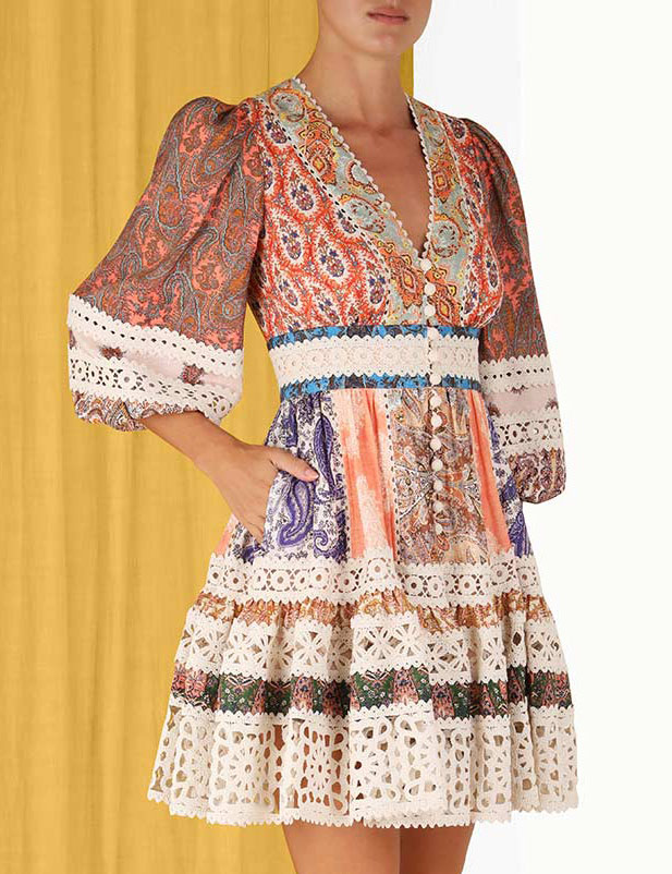 Devi Spliced Billow Mini Dress