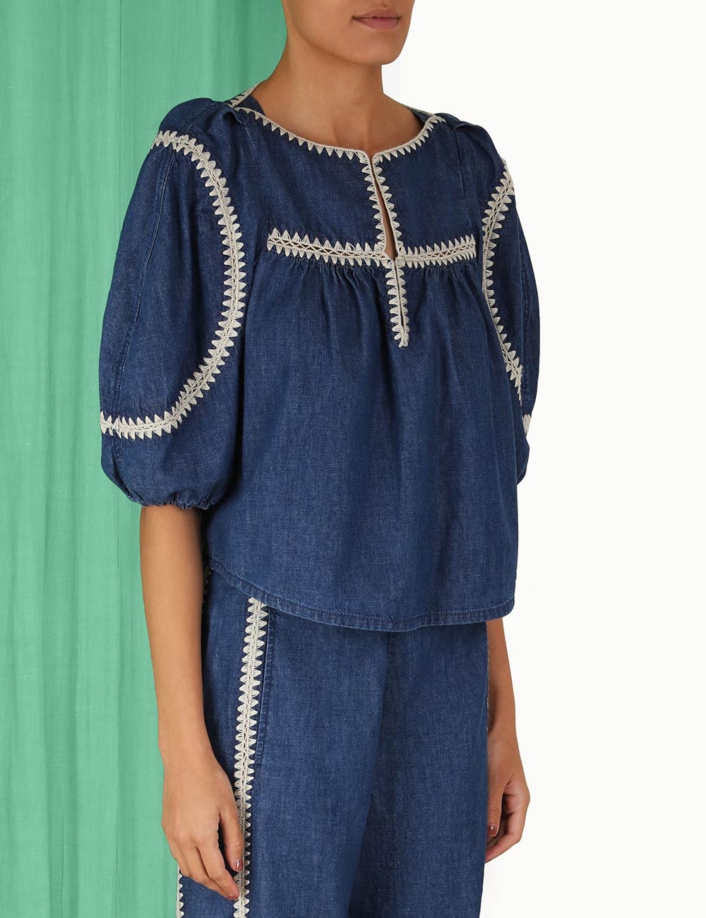 Chintz Denim Smock Top