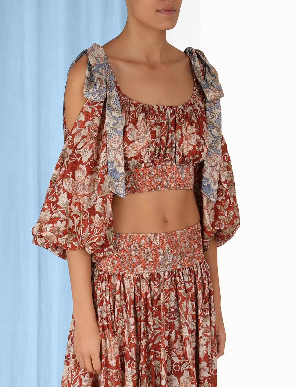 Chintz Billow Sleeve Crop Top
