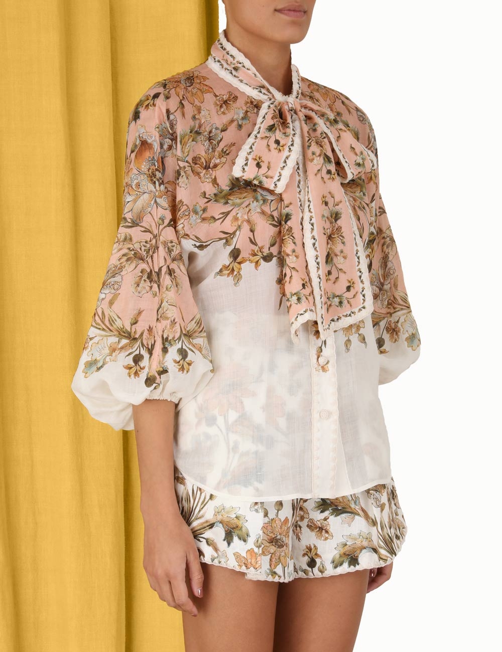 Chintz Tie Neck Blouse 