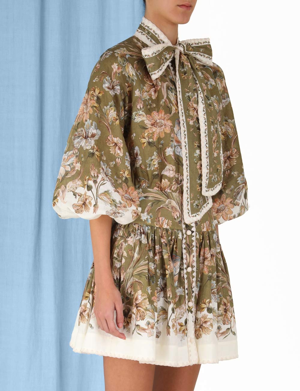 Chintz Tie Neck Mini Dress