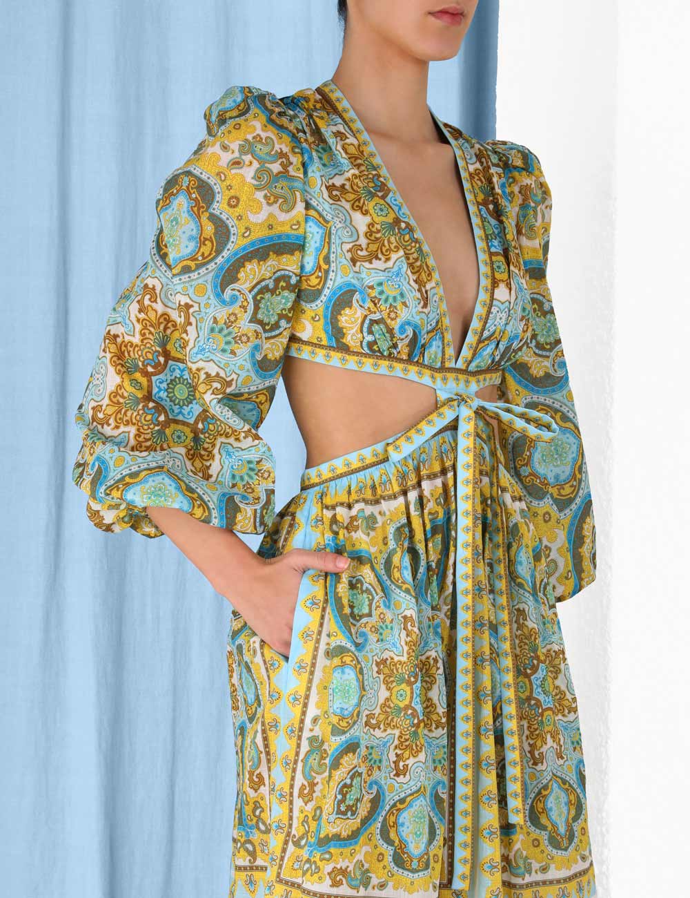 Halcyon Tie Front Midi Dress