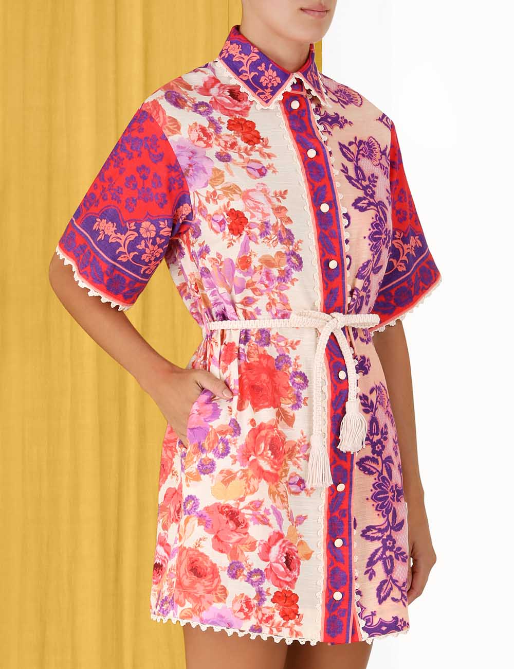 Raie Trimmed Shirt Dress