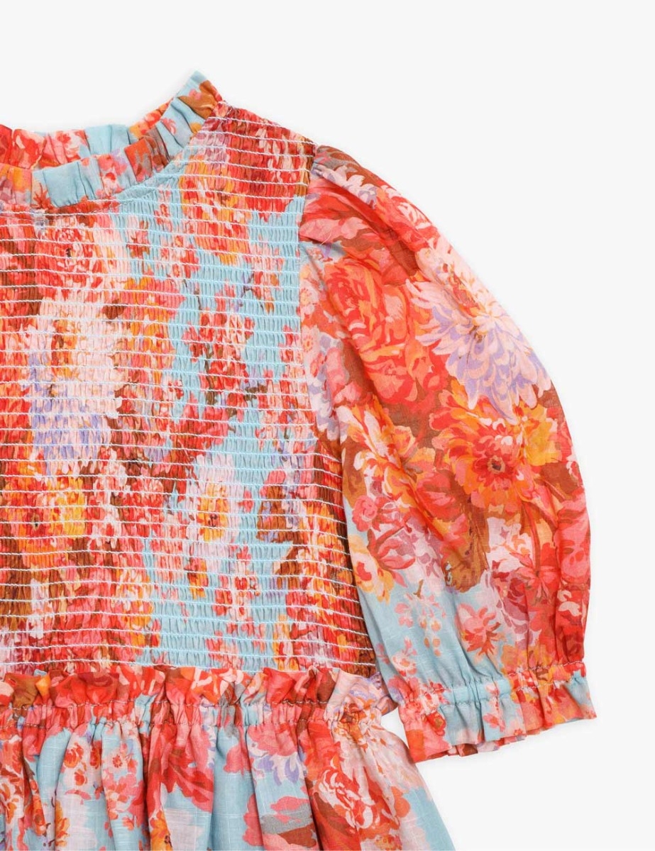 Devi Puff Sleeve Shirred Dress
