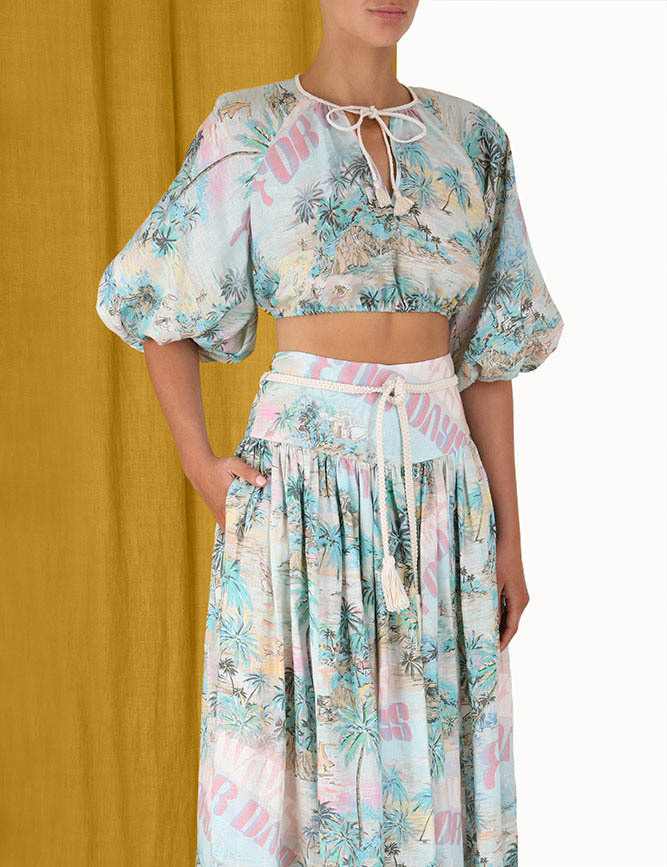 Vacay Puff Sleeve Crop Top