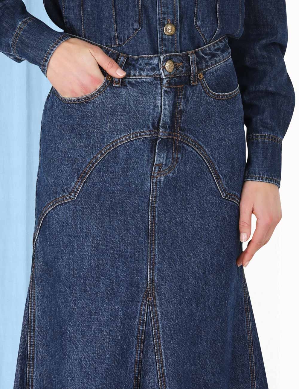 Luminosity Denim Maxi Skirt