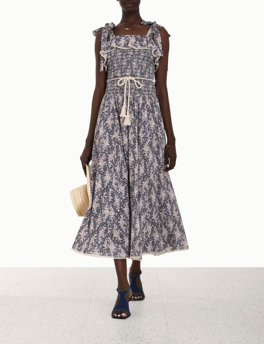 Vitali Shirred Midi Dress