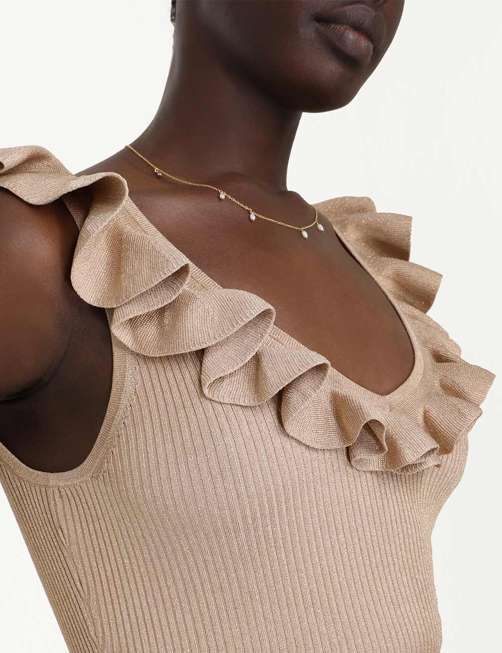 Clover Frill V-Neck Top