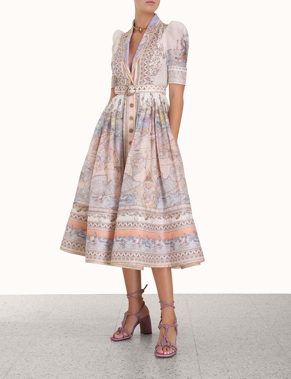 High Tide Midi Shirt Dress Odyssey Print Online | Zimmermann High Tide Midi Shirt Dress Odyssey Print Online | Zimmermann