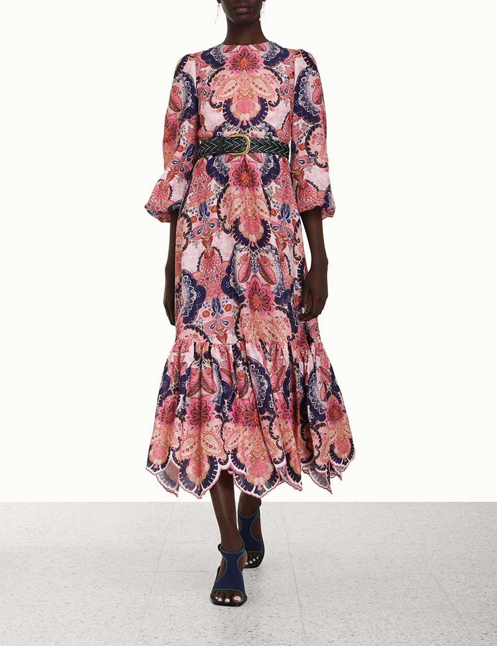 Laurel Billow Emb Midi Dress