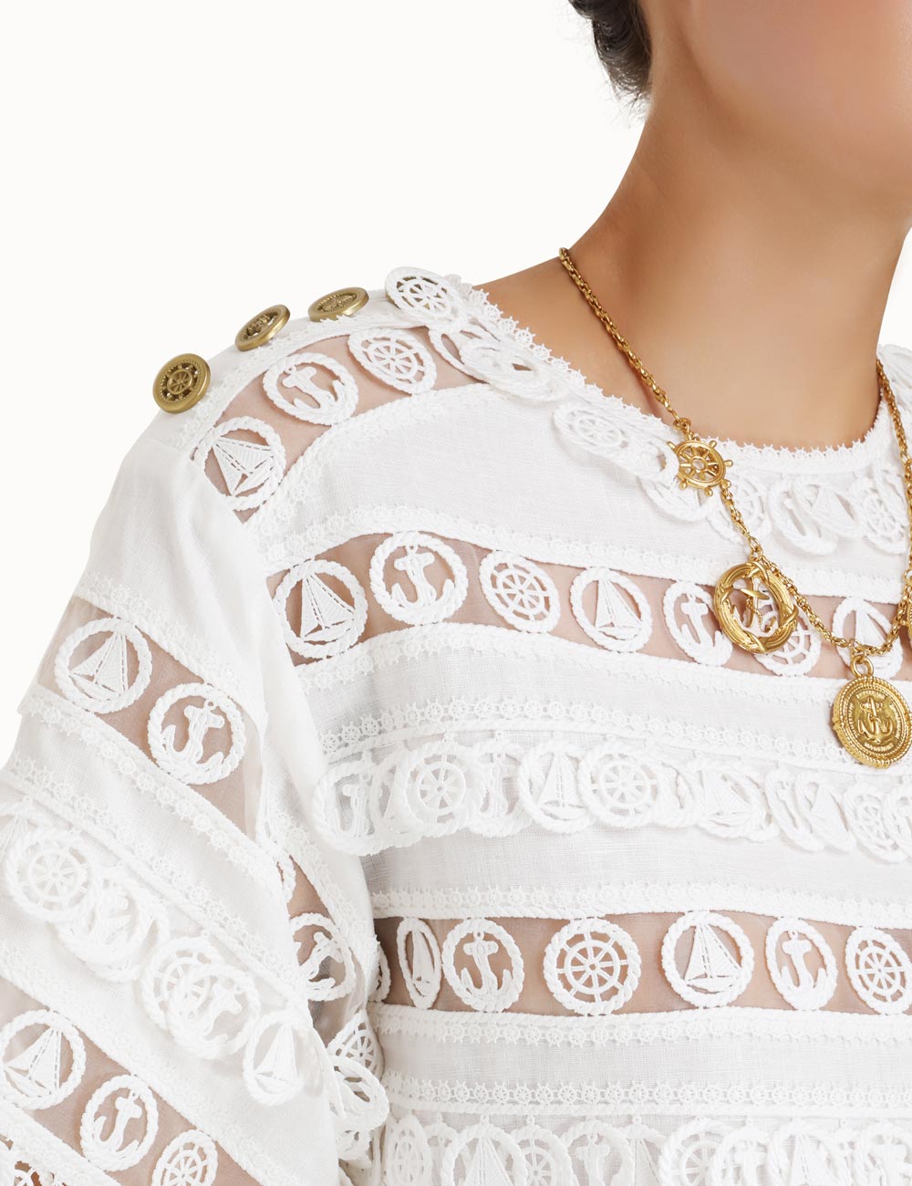 High Tide Nautical Cropped Top Cream Online | Zimmermann
