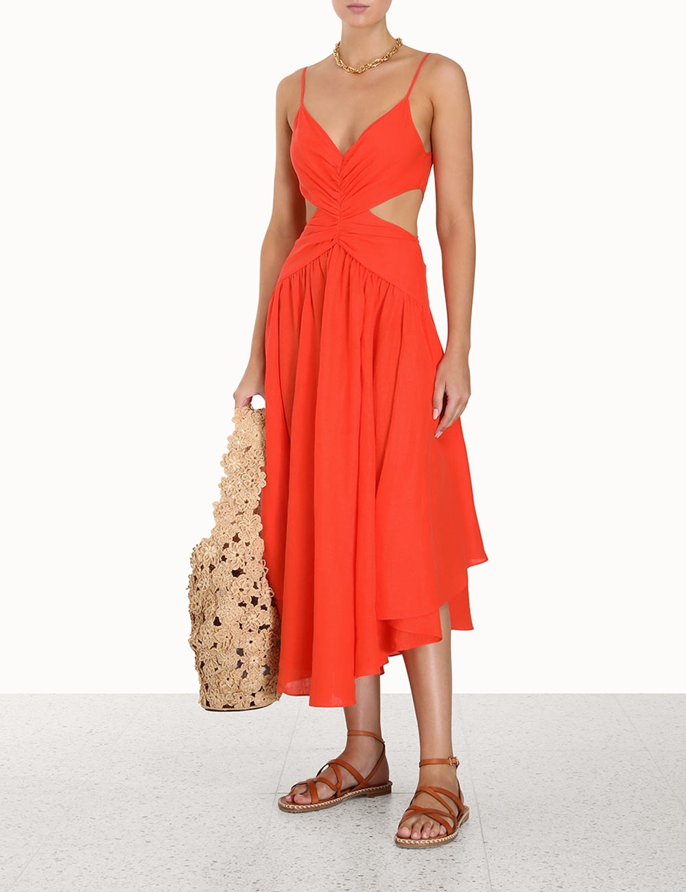 Raie Plunge Cut Out Midi Dress