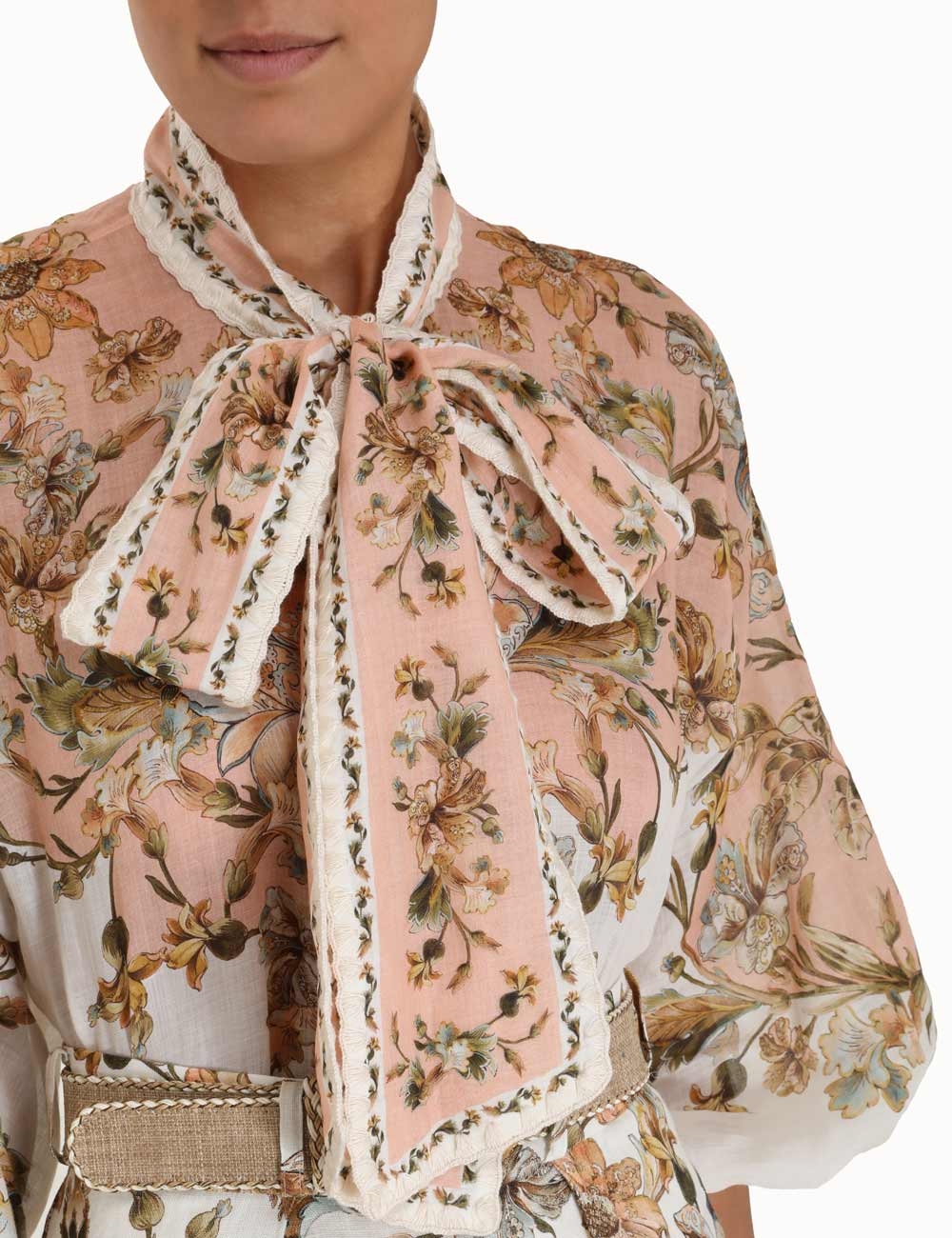 Chintz Tie Neck Blouse 
