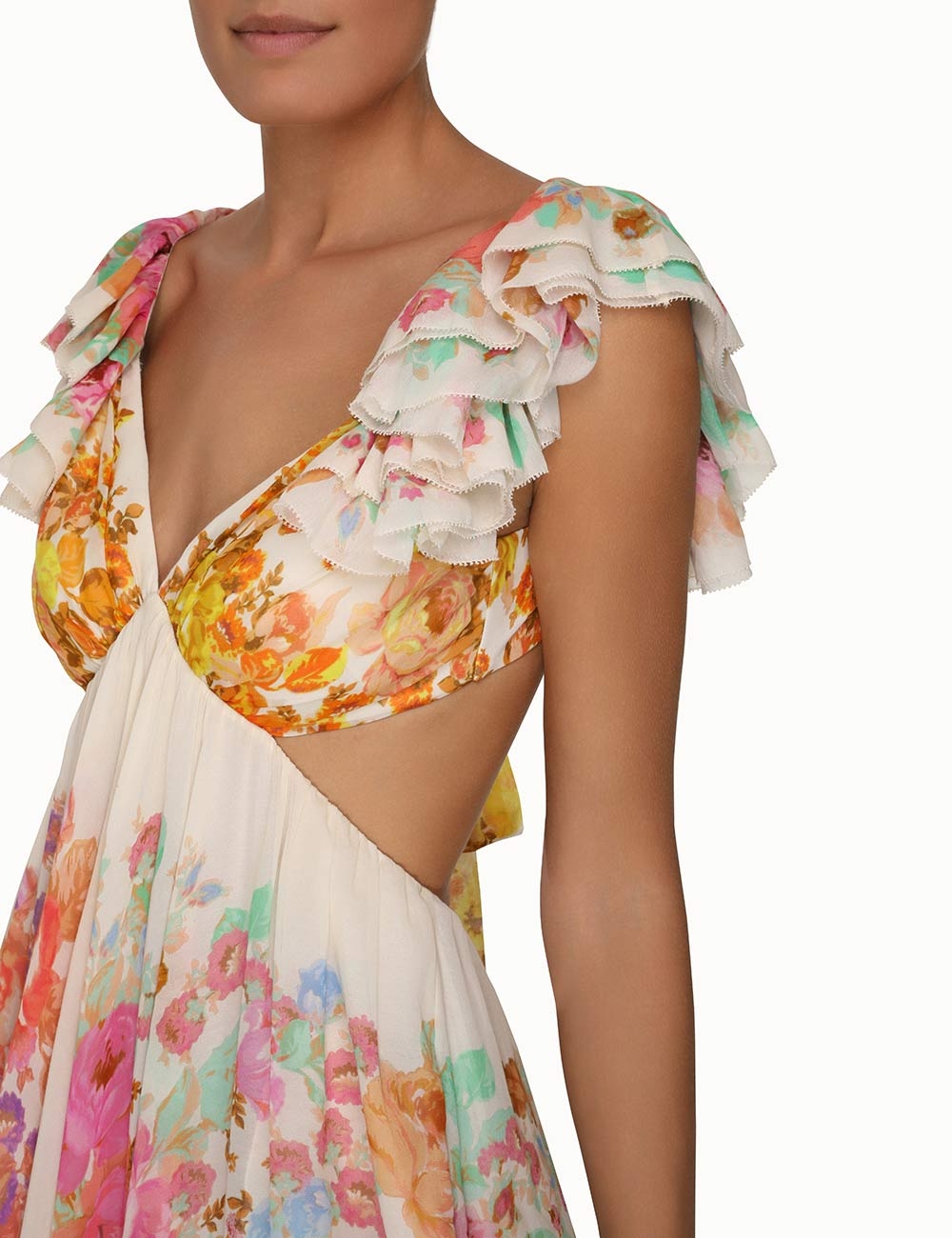 Raie Frill Shoulder Midi Dress