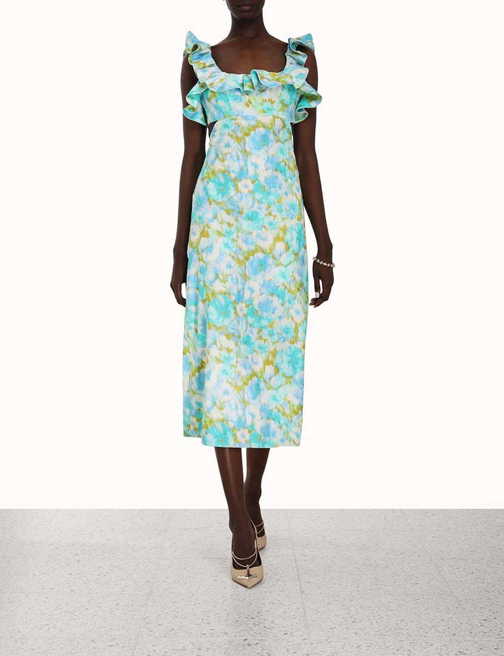 High Tide Frilled Midi