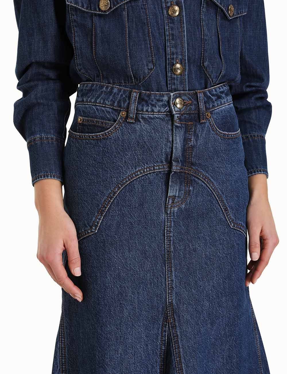 Luminosity Denim Maxi Skirt