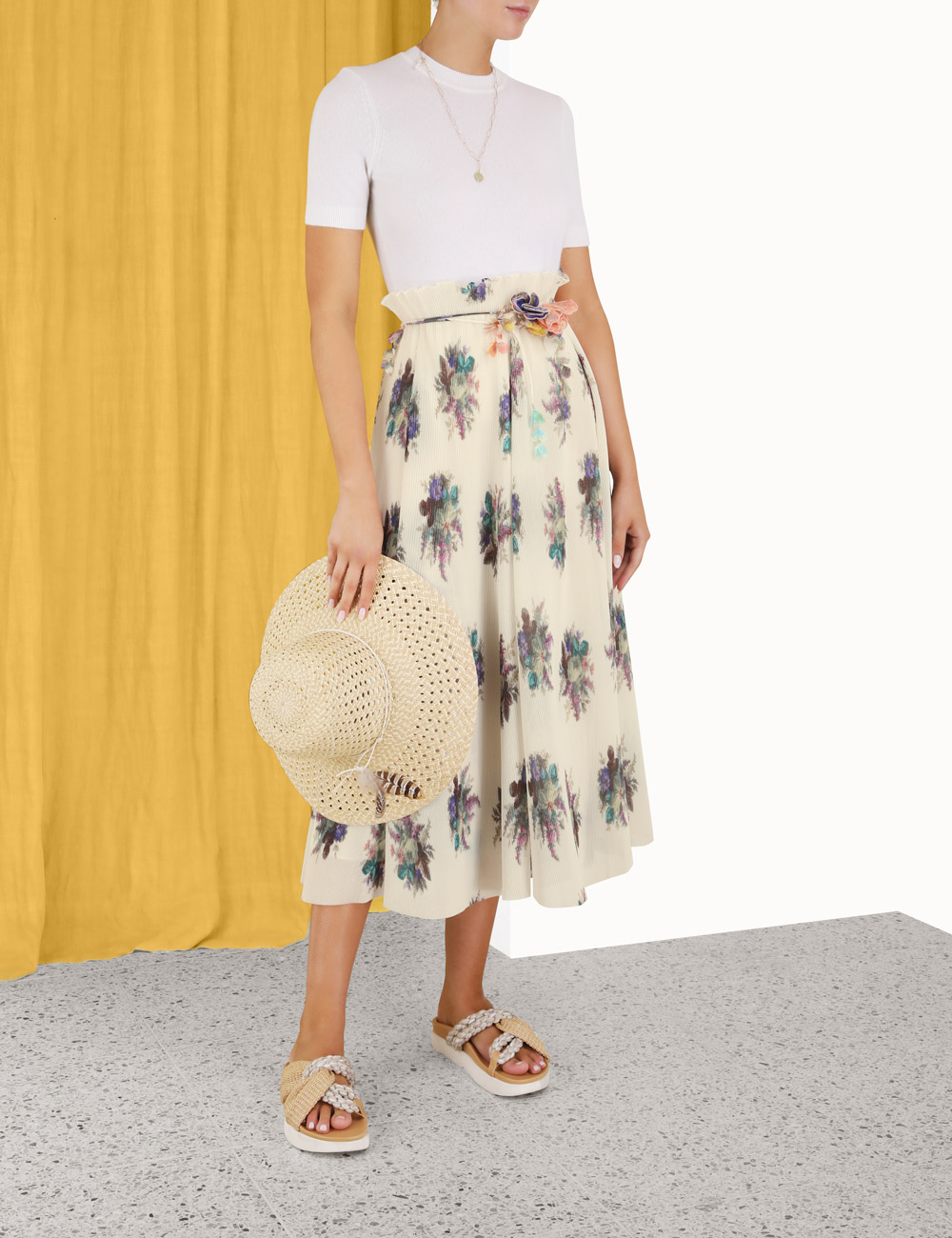 Pleated Midi Skirt