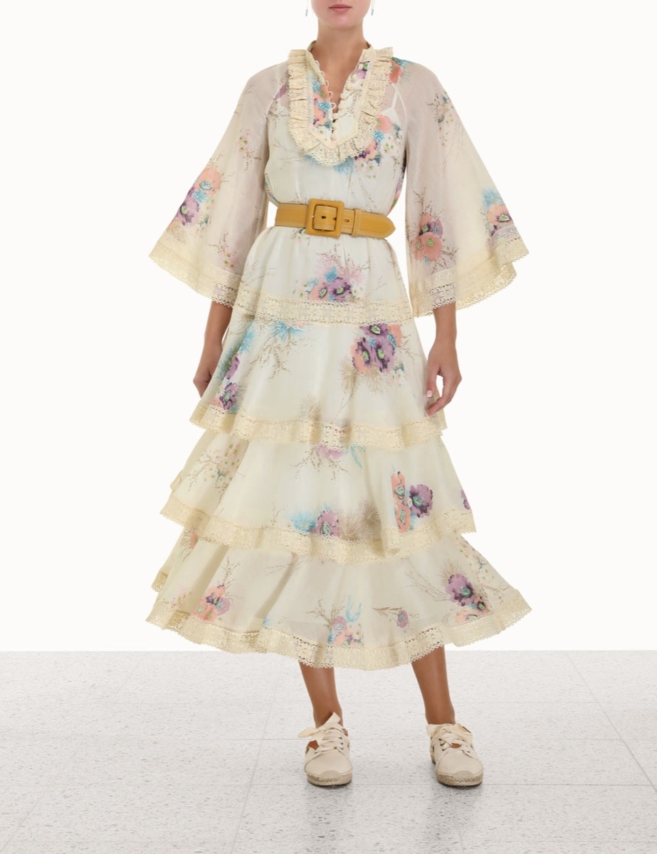 Jude Lace Trim Midi Dress Bright Floral Online | Zimmermann