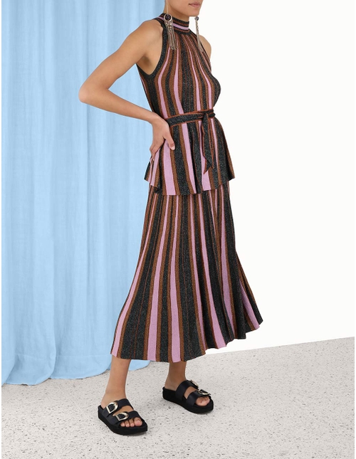 Kaleidoscope Stripe Midi Skirt
