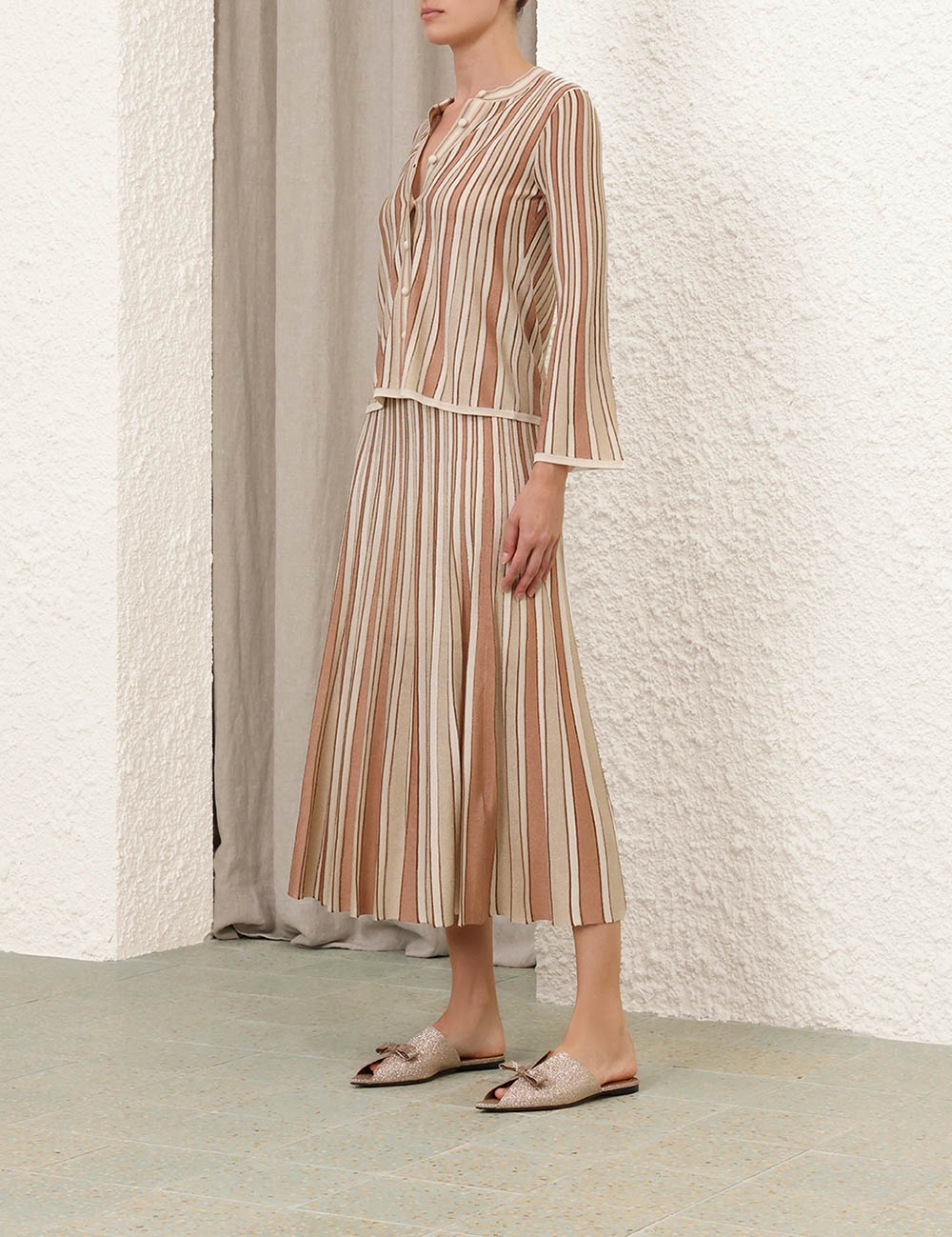 Crush Metallic Stripe Skirt Multi Online | Zimmermann