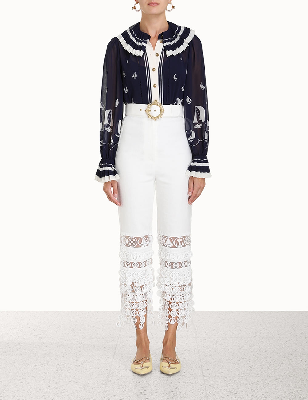 Pleated Tie Neck Blouse