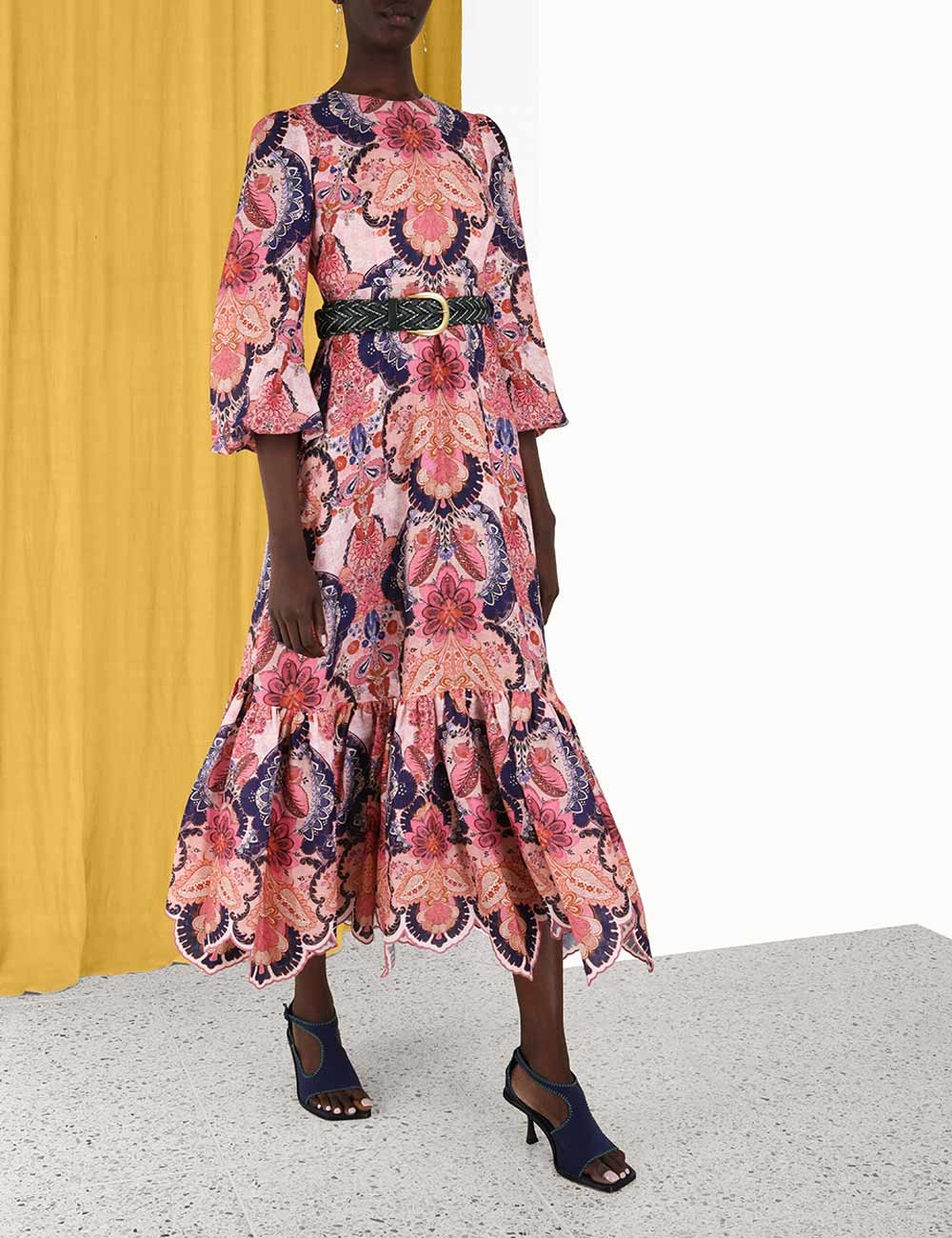 Laurel Billow Emb Midi Dress