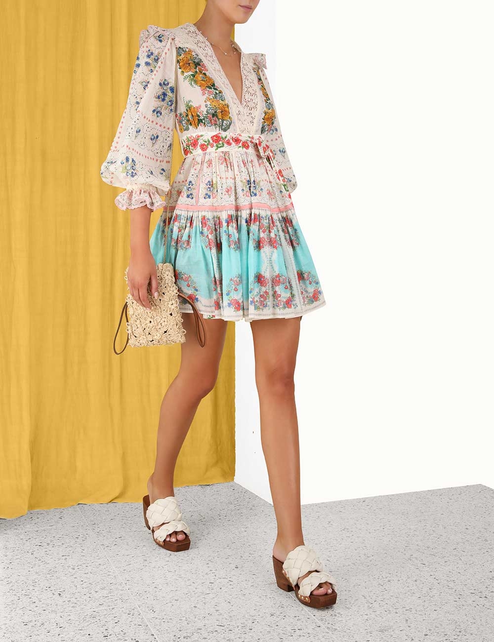 Clover Patched Wrap Mini Dress