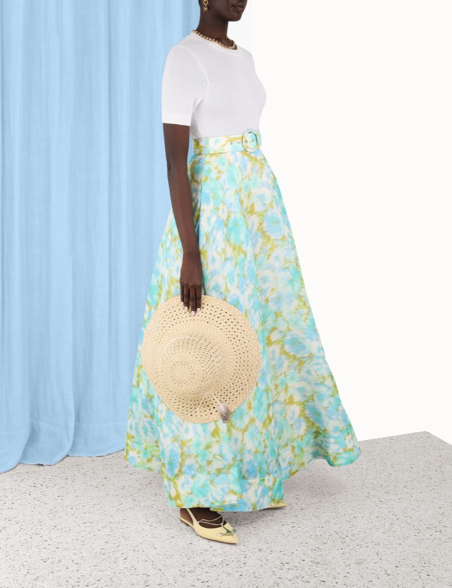 High Tide Ikat Maxi Skirt Aqua Ikat Floral Online | Zimmermann