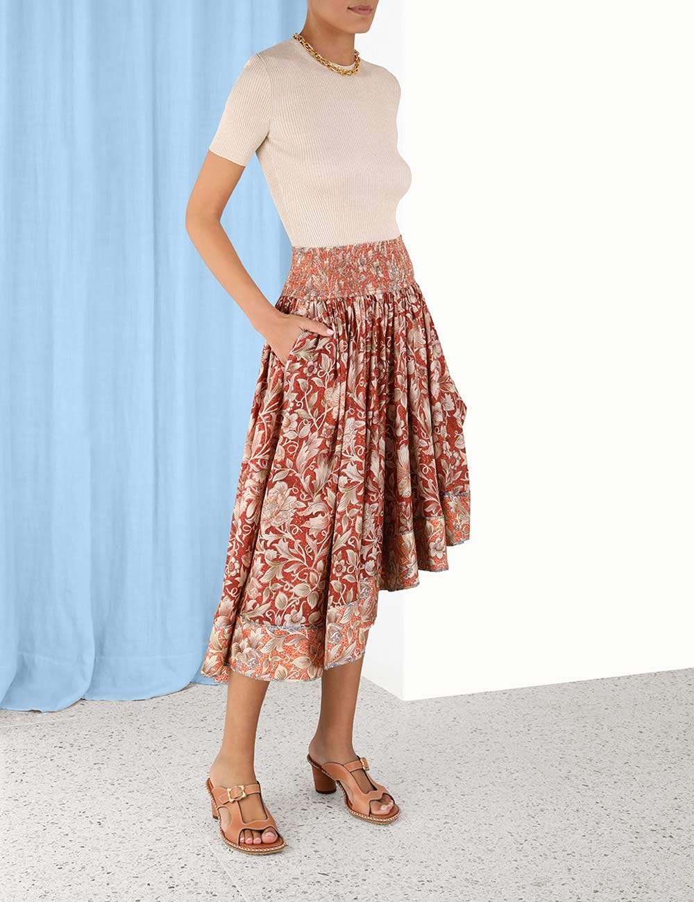 Chintz Asymmetrical Skirt
