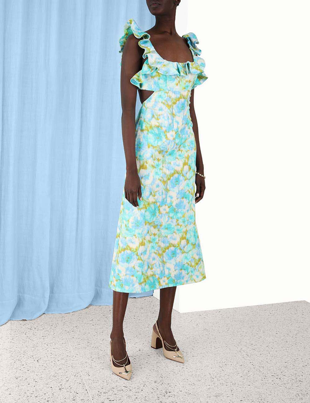 High Tide Frilled Midi
