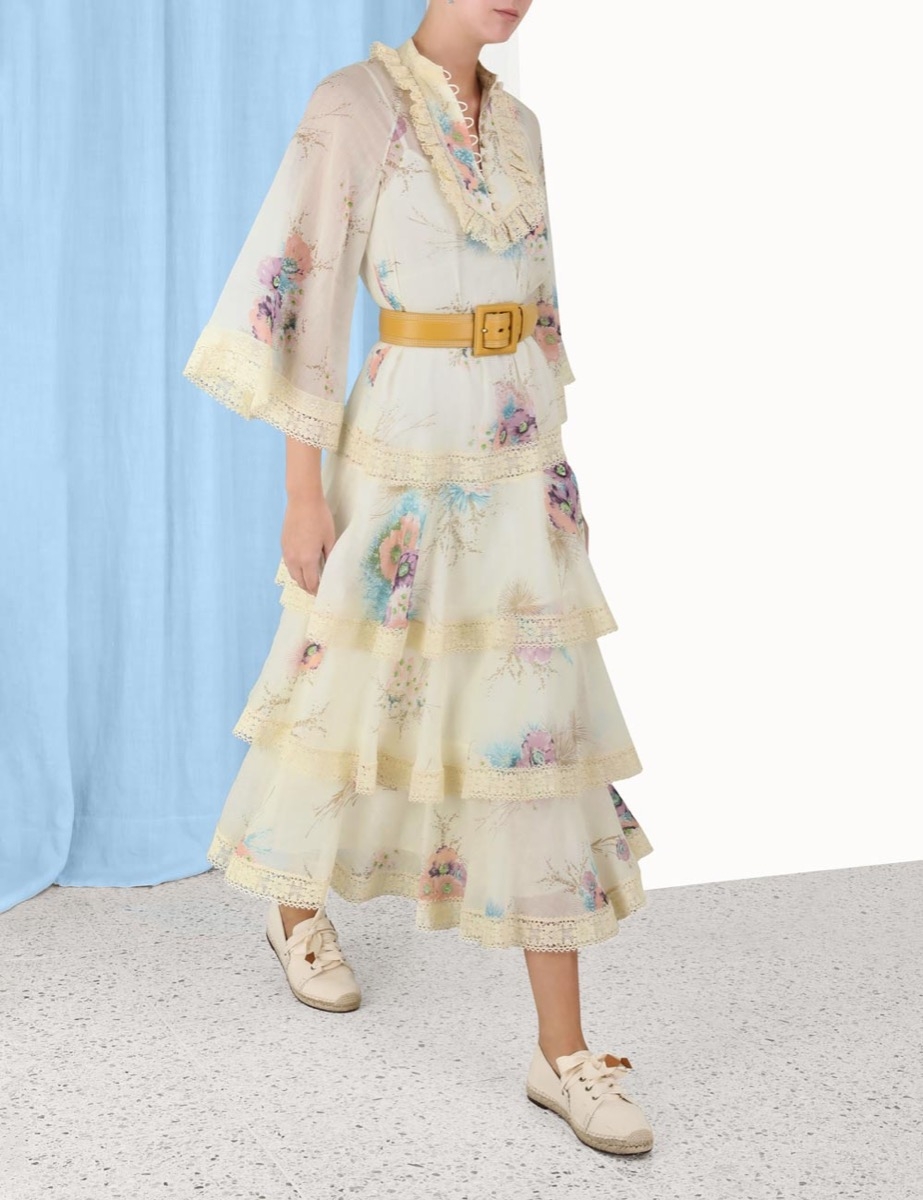Jude Lace Trim Midi Dress Bright Floral Online | Zimmermann