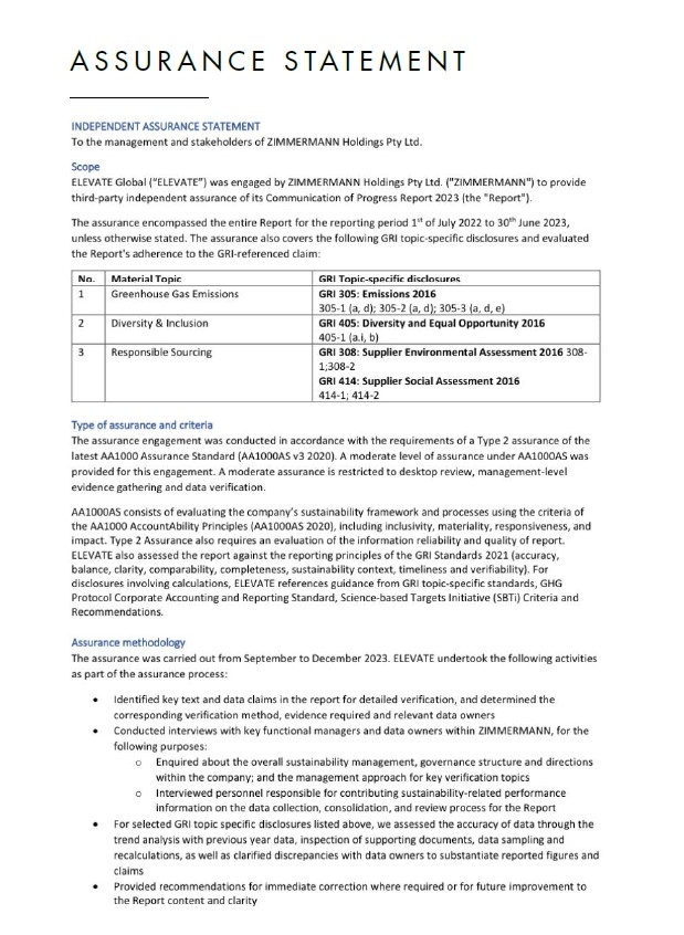 An in-depth report outlining ZIMMERMANNs sustainability progress for 2022.