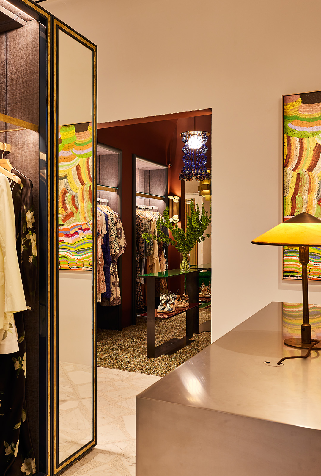Store details, decor and painting on the wall