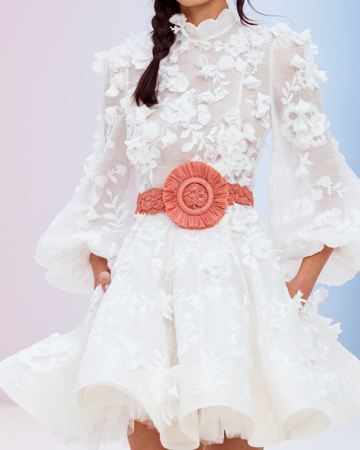 R22 Details: Postcard Floral Blouson Shirt worn with the Postcard Applique Skirt and Crochet Belt 