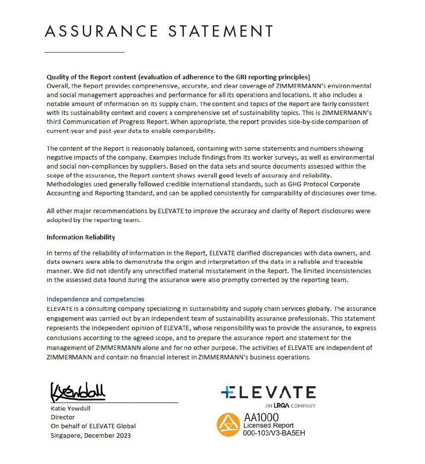 An in-depth report outlining ZIMMERMANNs sustainability progress for 2022.