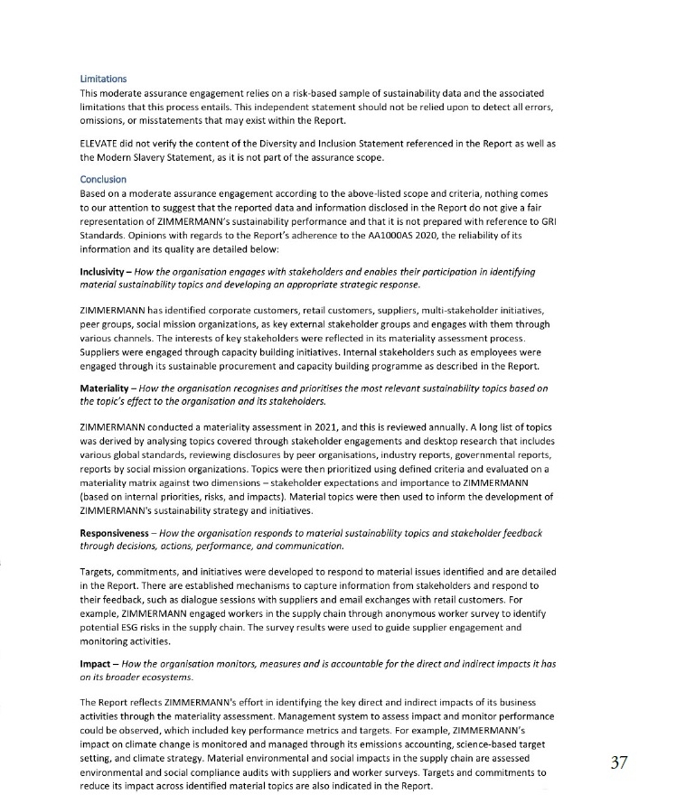 An in-depth report outlining ZIMMERMANNs sustainability progress for 2022.