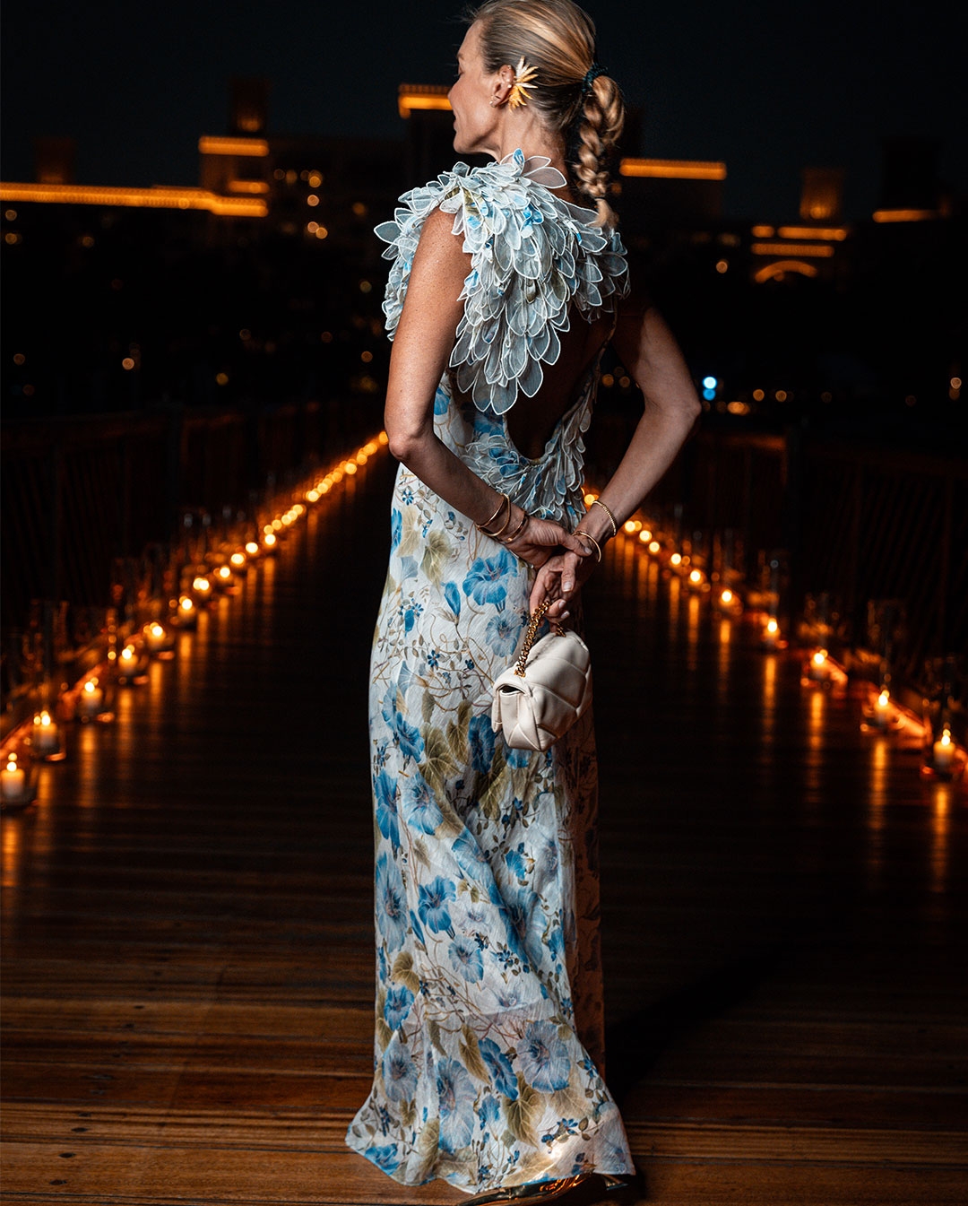 NATALIA MORCOS: NATURA FEATHER SLIP GOWN 