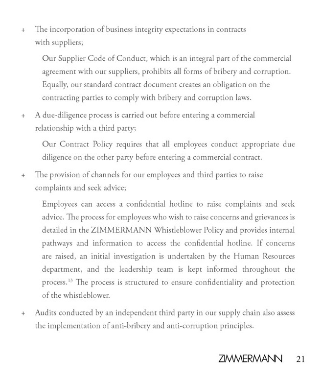 An in-depth report outlining ZIMMERMANNs sustainability progress for 2022.