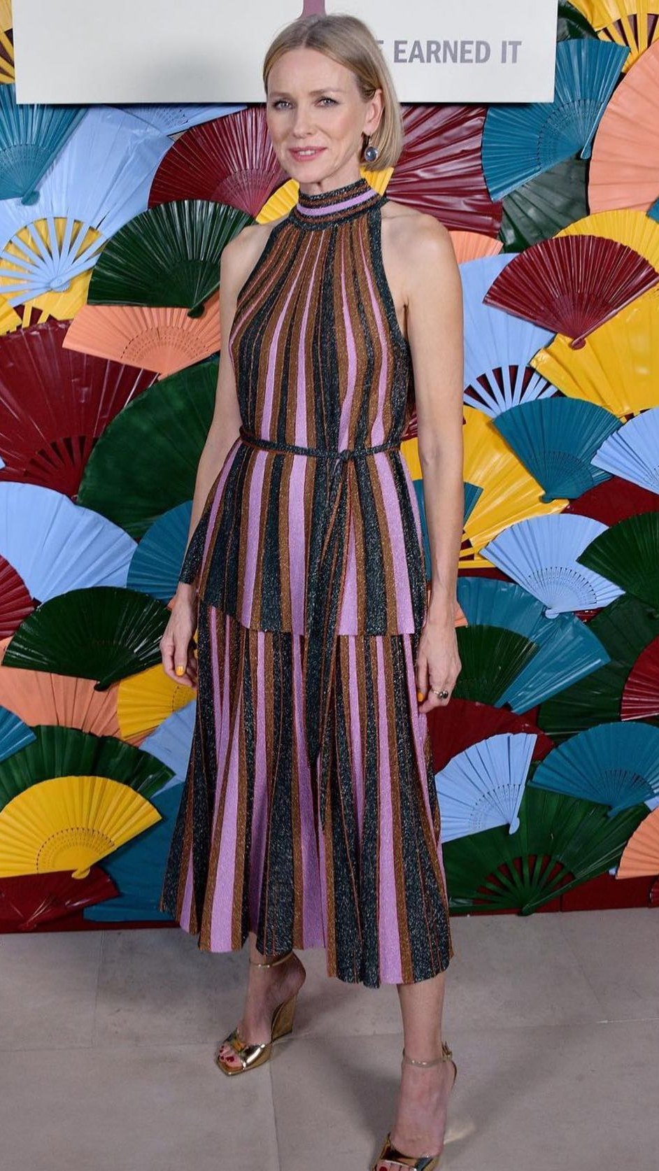 The Kaleidoscope Knit Halter Top and Stripe Midi Skirt as seen on Naomi Watts 