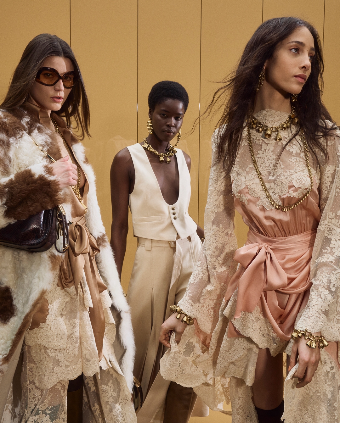 VIVIENNE IN LOOK 4, ISHA IN LOOK 5 AND YASMIN IN LOOK 1 