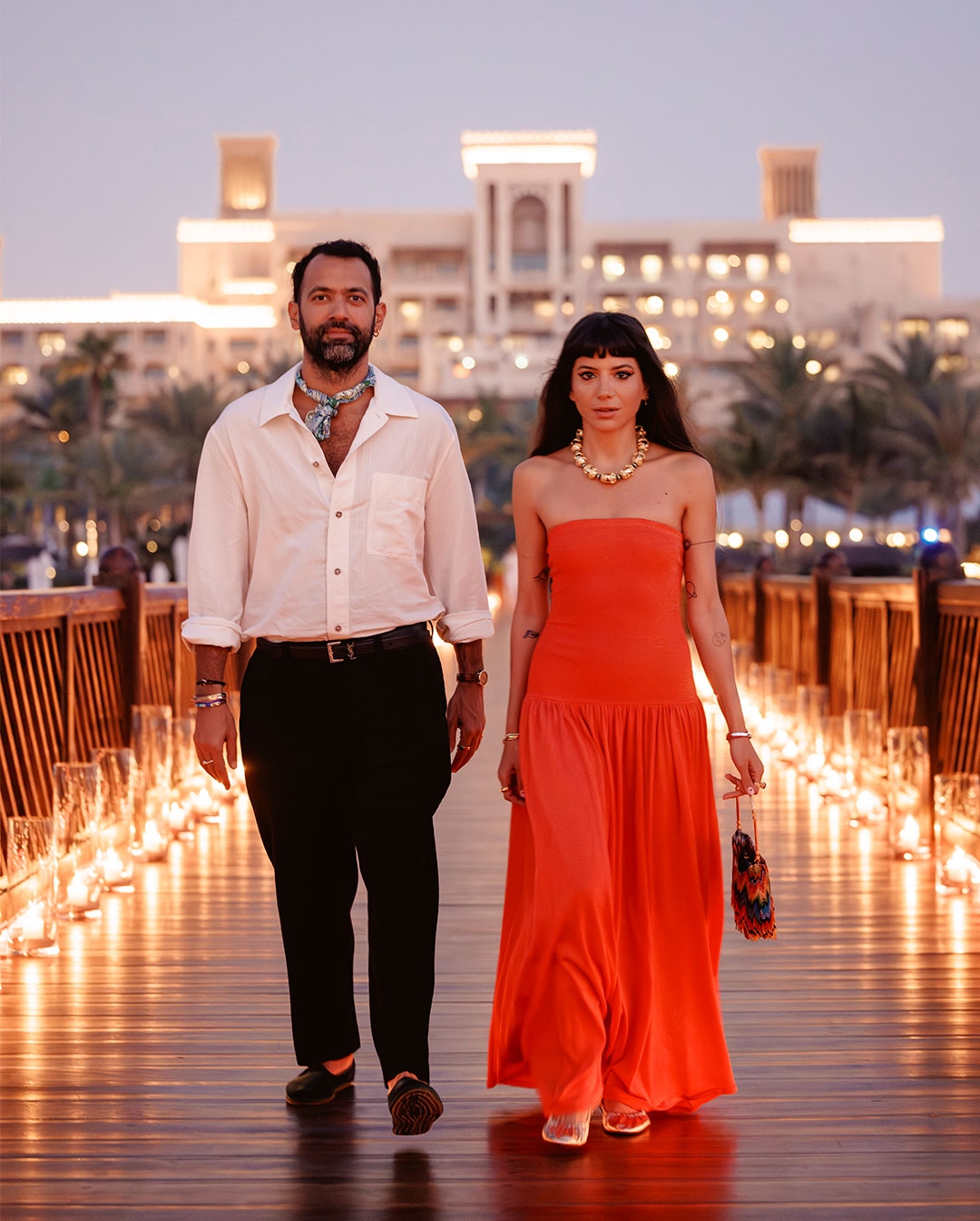 SAAD NAAMANI AND SARAH HARDAN: TRANQUILLITY METALLIC DRESS 