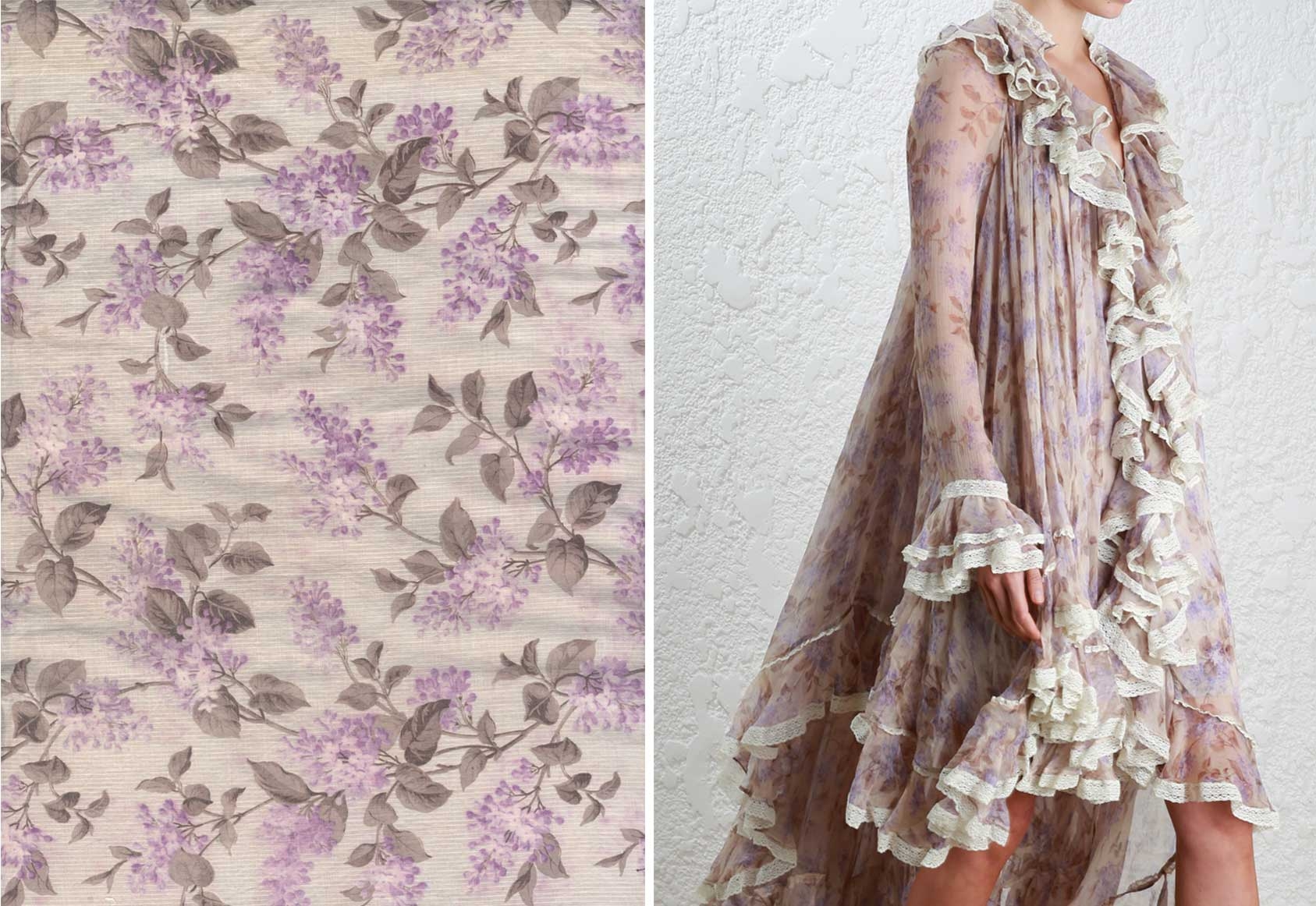 A fabric swatch and dress detail shot from our Bazaar in Bloom edit