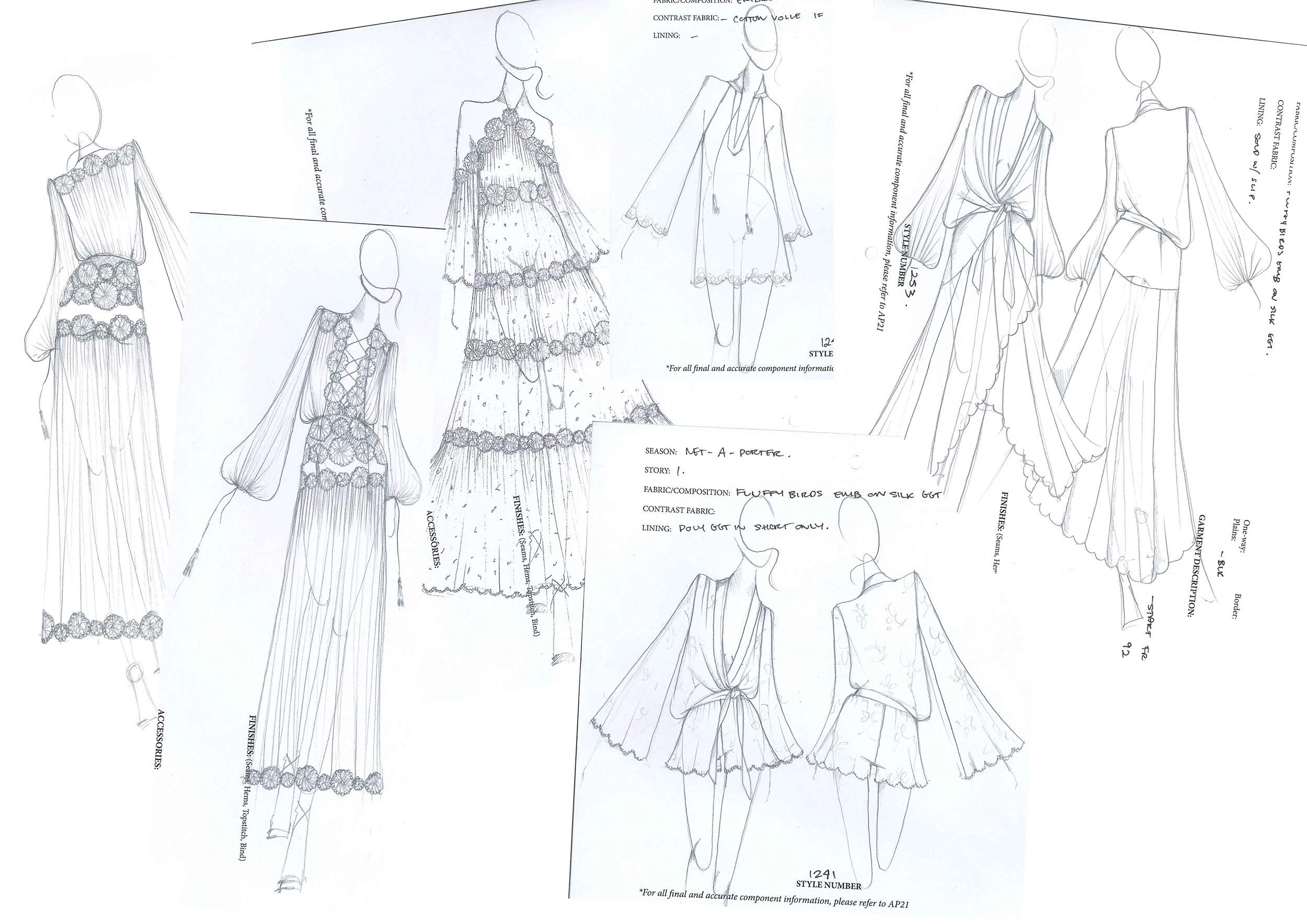 Sketches of the Net-a-Porter Capsule Collection styles