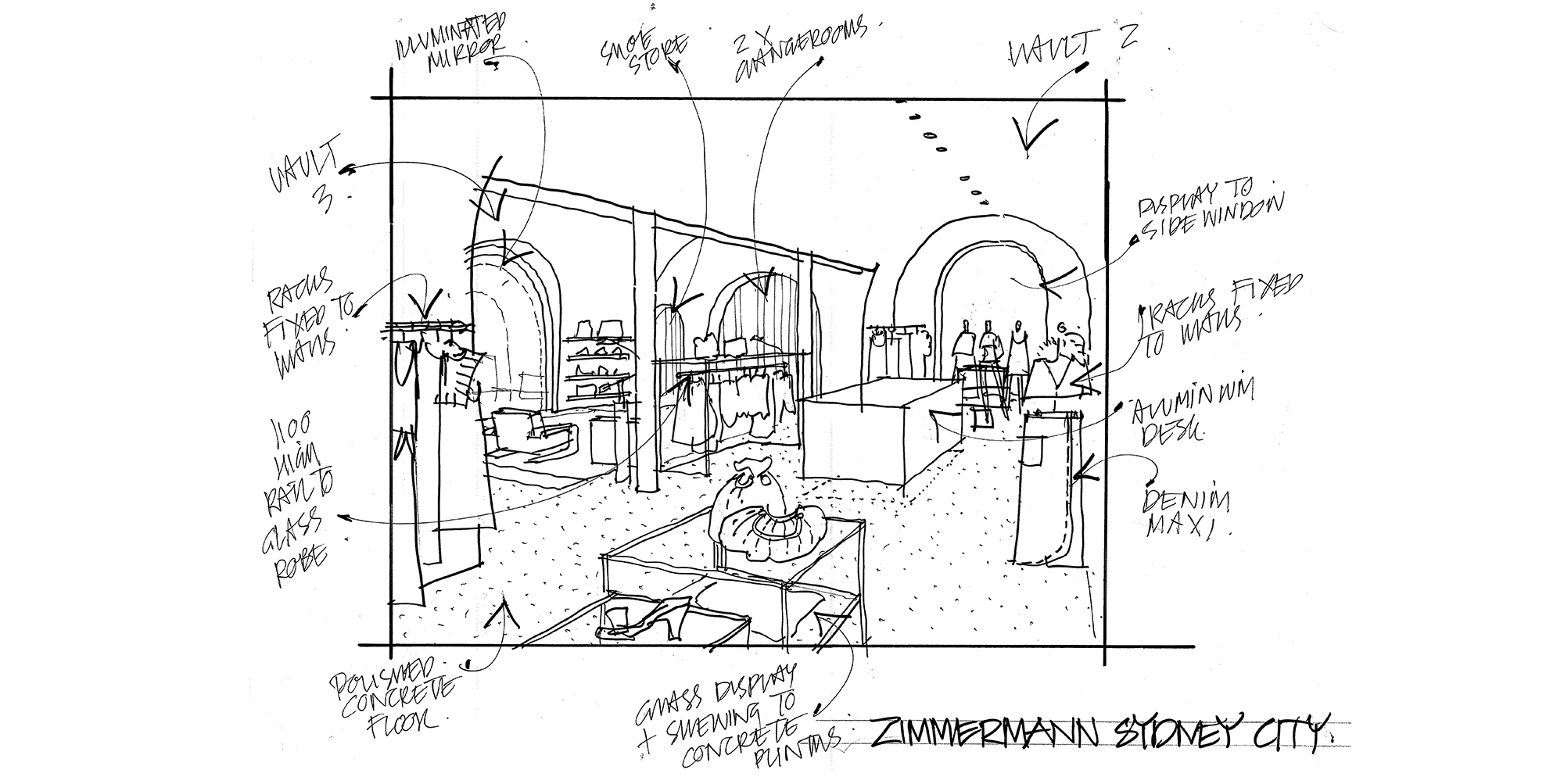 An original sketch by Don McQualter of our Sydney CBD store